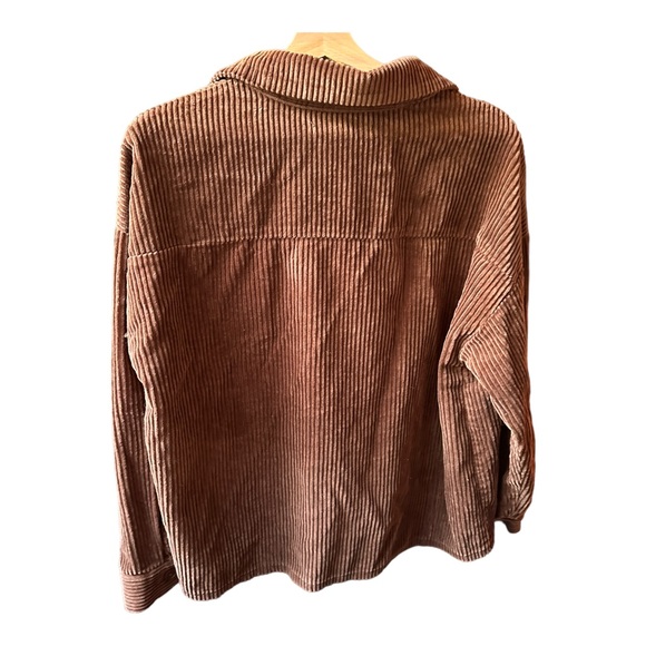 forever 21 contemporary brown velvet ribbed collared jacket button up neutral - Picture 4 of 4